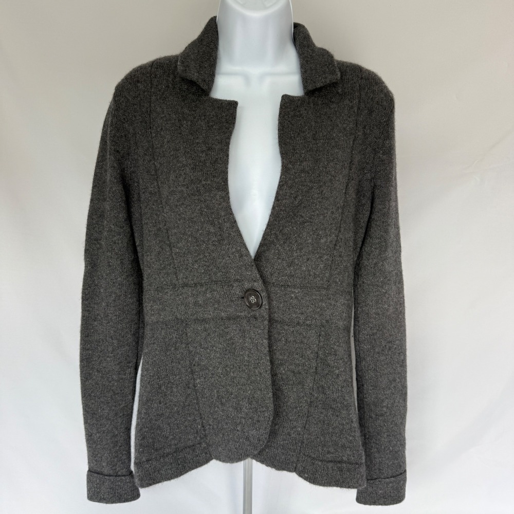 Neiman Marcus Cashmere Cardigan Sweater Womens XS Gray Knit Blazer Single Button